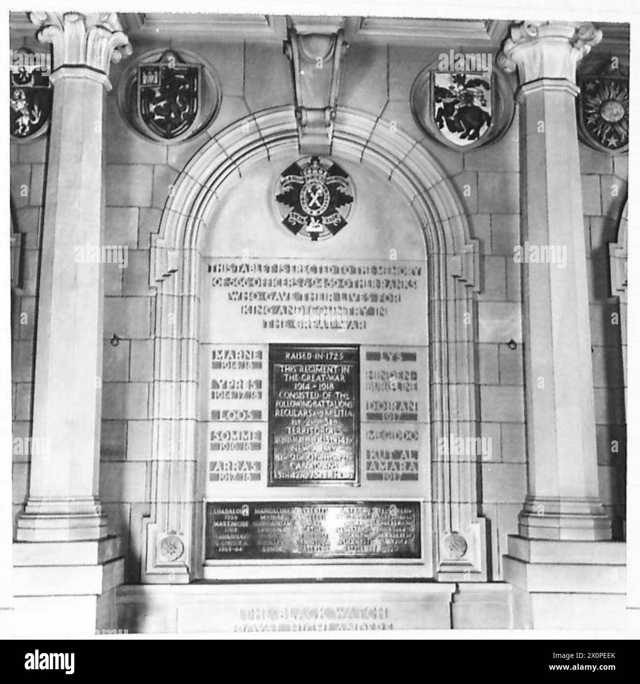 Black Watch Memorial Bay dans le Scottish National War Memorial au château d'Édimbourg. Négatif photographique, armée britannique. Banque D'Images