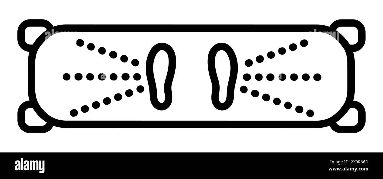 Vue de dessus du symbole de skate, icône vectorielle de ligne noire, véhicule de planche de patinage, vue d'en haut, signe de transport mobile Illustration de Vecteur