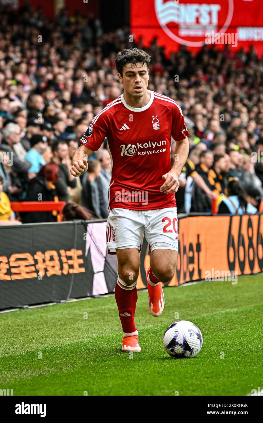 The City Ground, Nottingham, Royaume-Uni. 13 avril 2024. Premier League Football, Nottingham Forest contre Wolverhampton Wanderers ; Gio Reyna de Nottingham Forest Credit : action plus Sports/Alamy Live News Banque D'Images