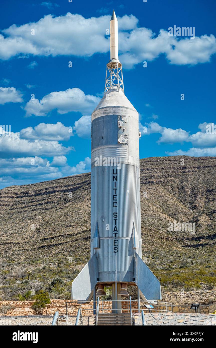 Fusée d'essai Little Joe Escape de 1963-66 au Musée d'histoire de l'espace à Alamogordo au Nouveau-Mexique Banque D'Images