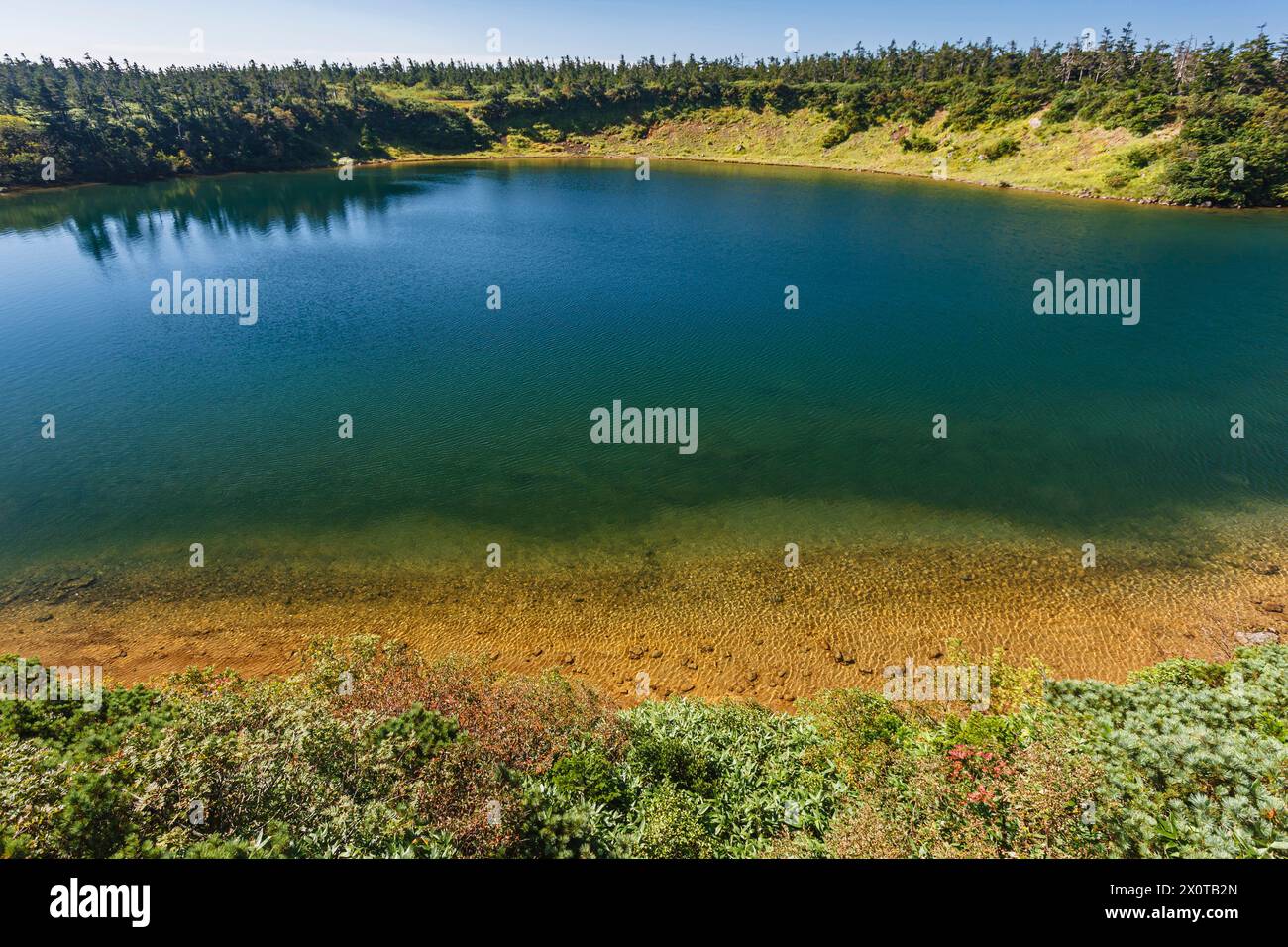 Mont Hachimantai, étang de gama numa (lac), source chaude, matin, ville de Hachimantai, Iwate, Japon, Asie de l'est, Asie Banque D'Images