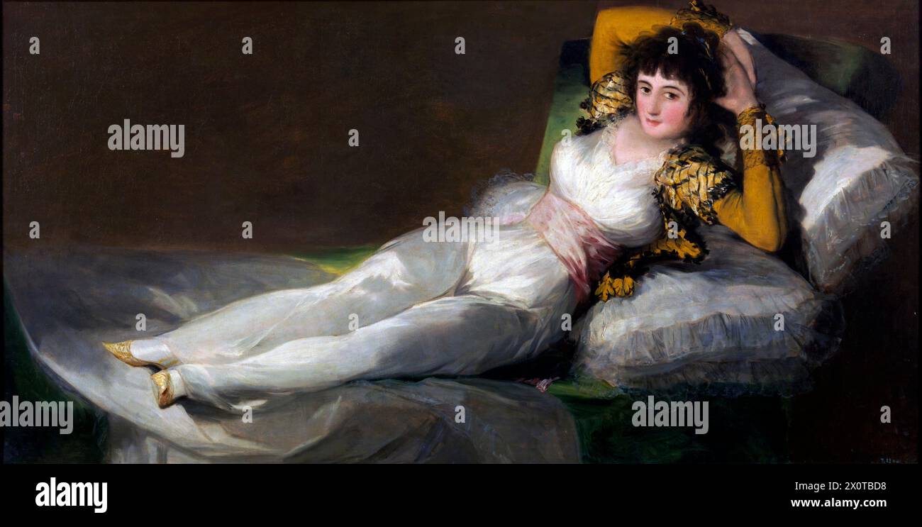 La maja vestida (traduction anglaise : la Maja habillée) est une peinture à l'huile sur toile créée entre 1800 et 1807 par le peintre romantique espagnol et graveur Francisco Goya. Banque D'Images