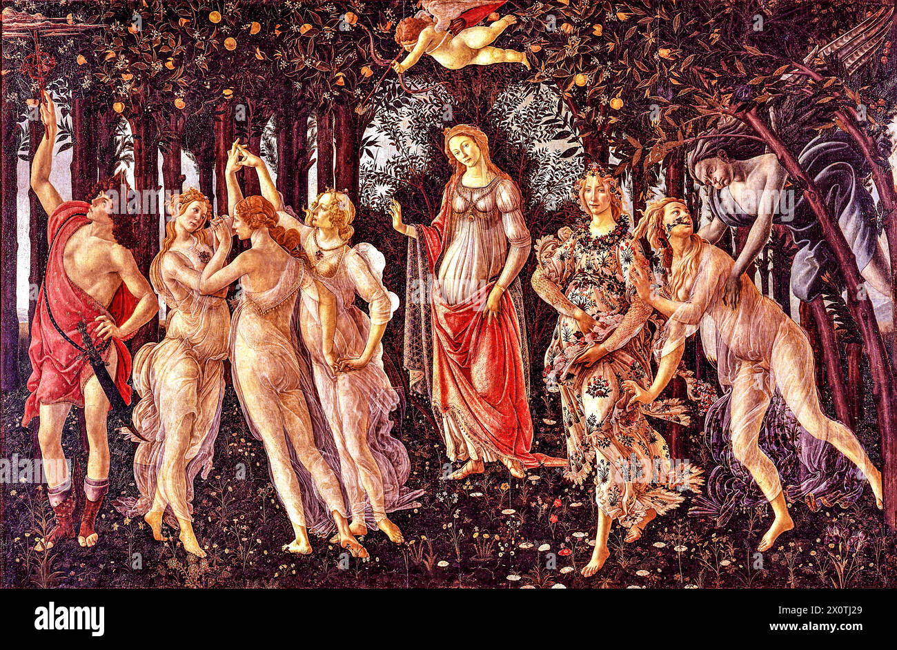 Allégorie - Primavera de l'artiste Botticelli, Sandro (Alessandro di Mariano di Vanni Filipepi) (14445-1510) Italien. Illustration de Vecteur