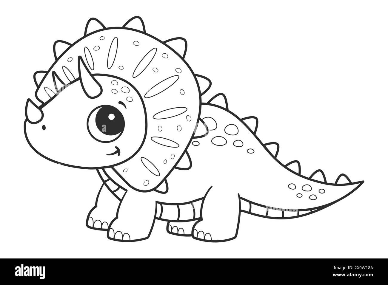 Coloriage avec une image d'un dinosaure mignon. Livre de coloriage pour enfants et adultes. Illustration de Vecteur