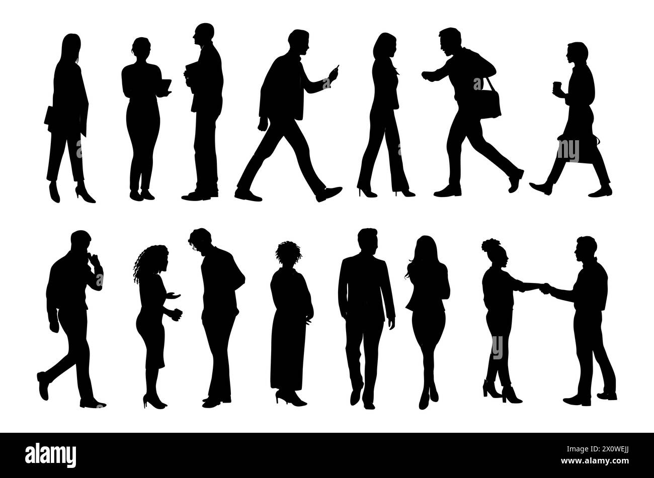 Silhouettes de vecteur de gens d'affaires ensemble isolé Illustration de Vecteur