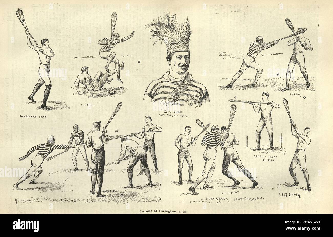 Vintage illustration Lacrosse à Hurlingham, Sports, victorien 19ème siècle Banque D'Images