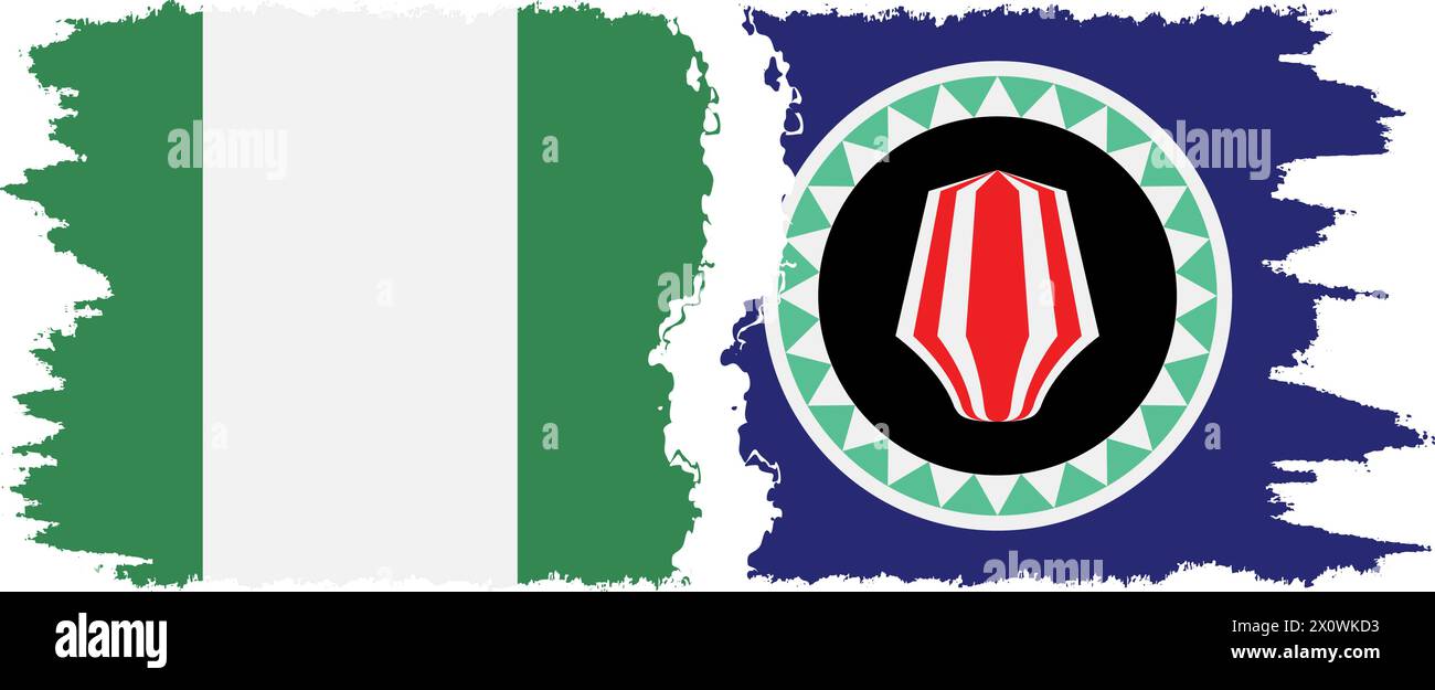 Bougainville et Nigeria grunge drapeaux connexion, vecteur Illustration de Vecteur