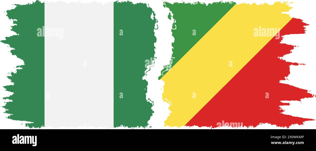 Congo-Brazzaville et Nigeria grunge drapeaux connexion, vecteur Illustration de Vecteur