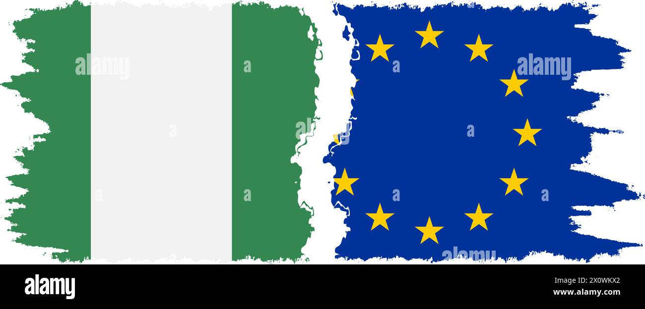 Connexion des drapeaux grunge UE et Nigeria, vecteur Illustration de Vecteur
