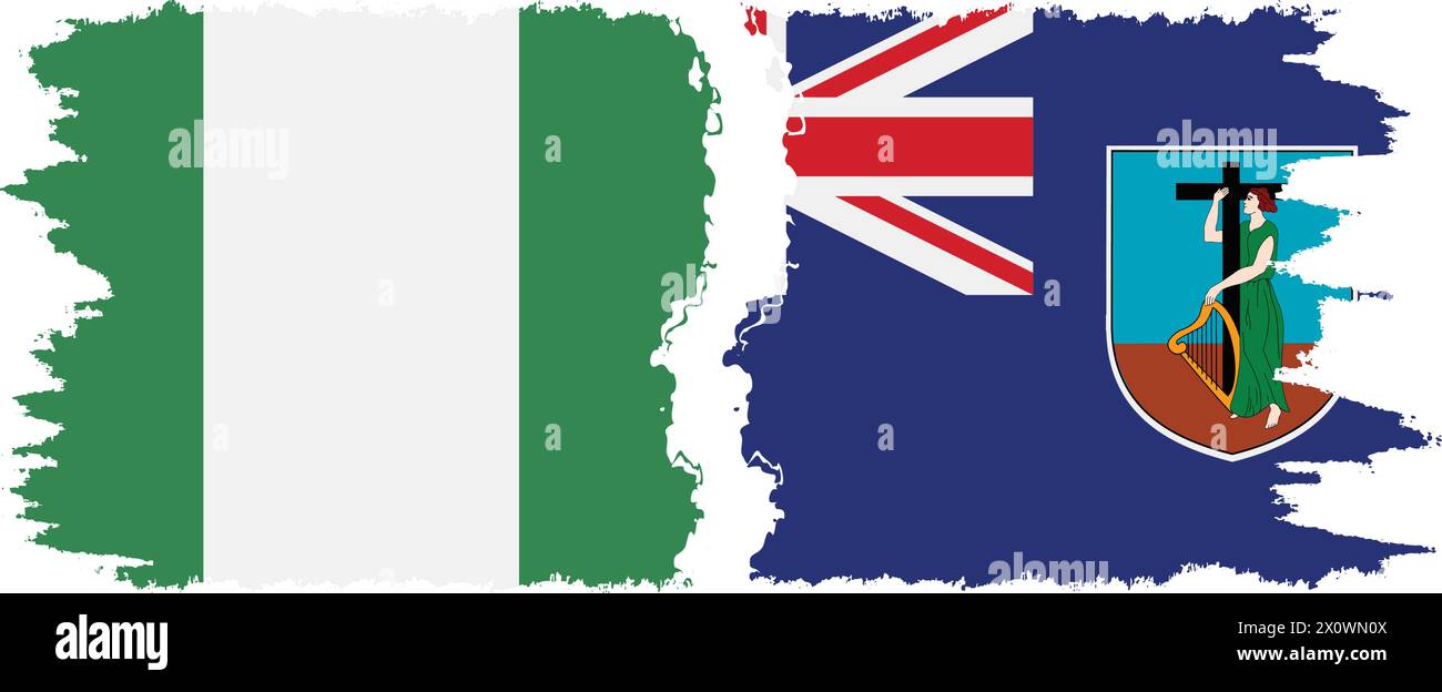Montserrat et Nigeria grunge flags connexion, vecteur Illustration de Vecteur
