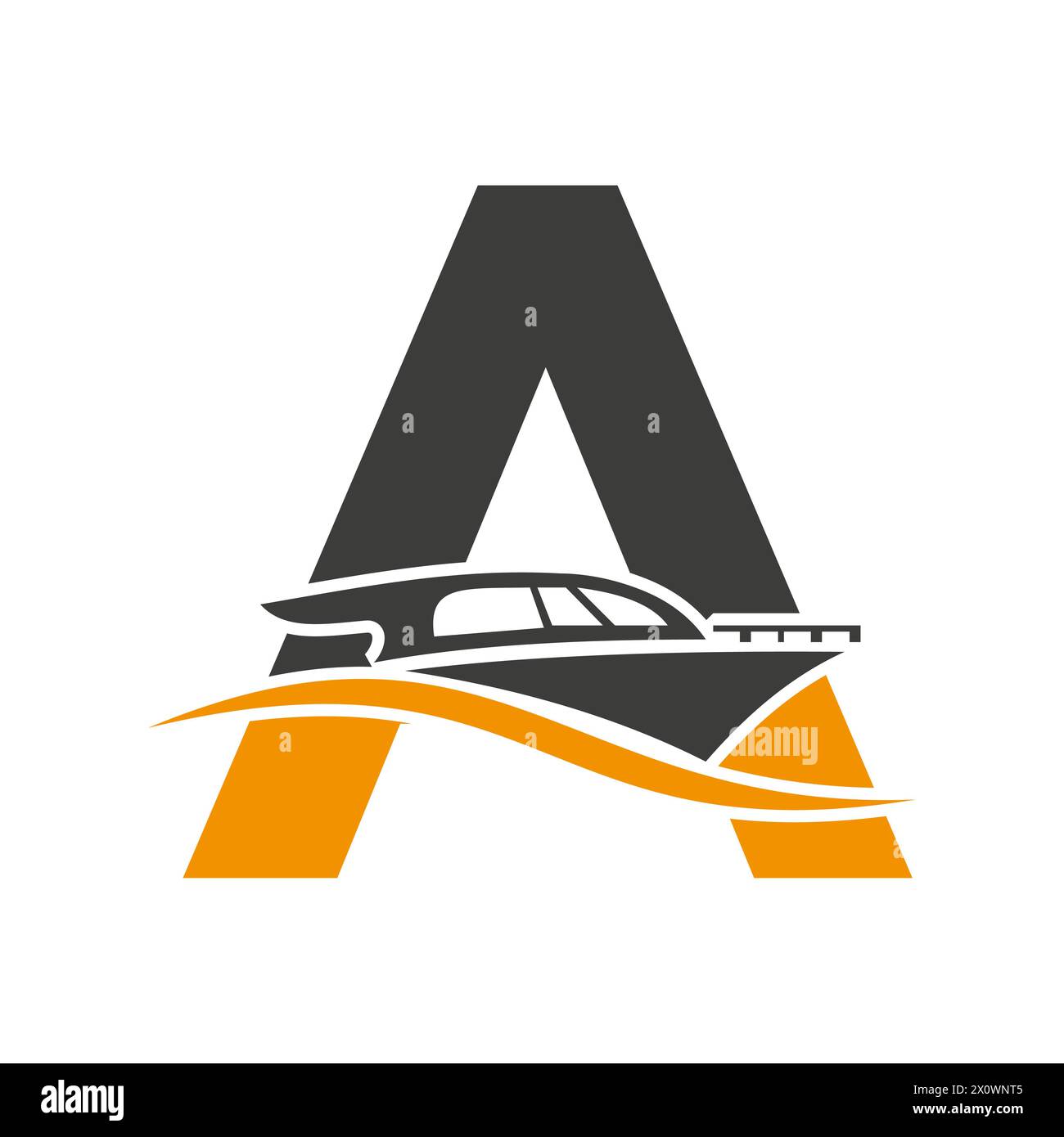 Lettre A Boat logo concept pour voilier, symbole d'expédition. Enseigne de yacht Illustration de Vecteur