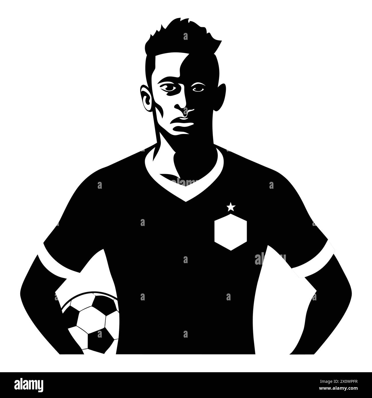 Joueur de football avec balle , 'Dynamic Black Soccer Player Silhouette avec balle : illustration sportive à haute énergie Illustration de Vecteur