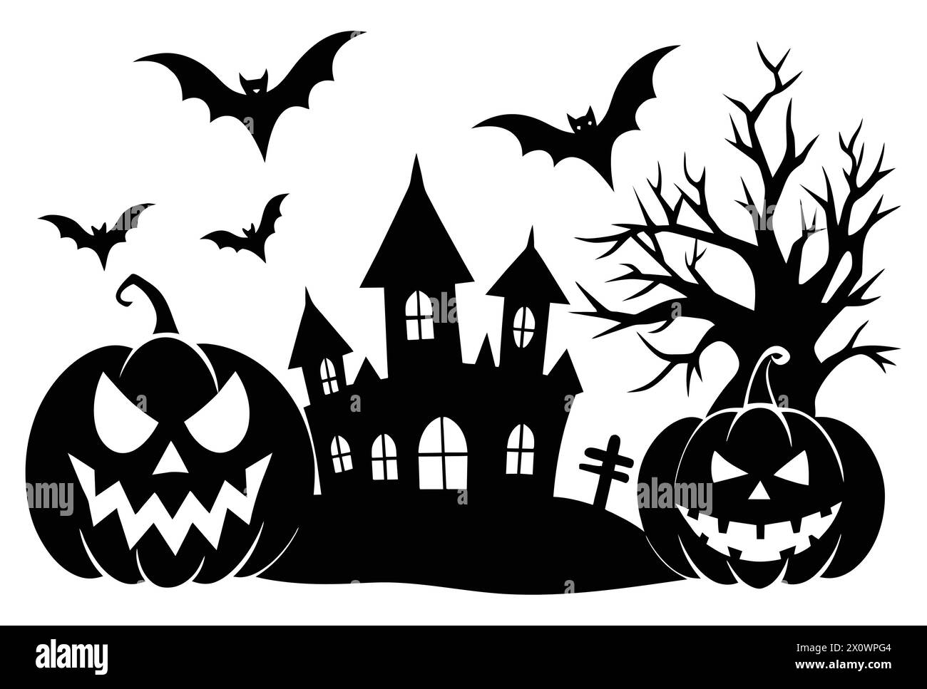 Fond d'halloween avec citrouille, 'Patch de citrouille hantée - fond d'Halloween avec Jack-o'-lanterne éclatante' Illustration de Vecteur