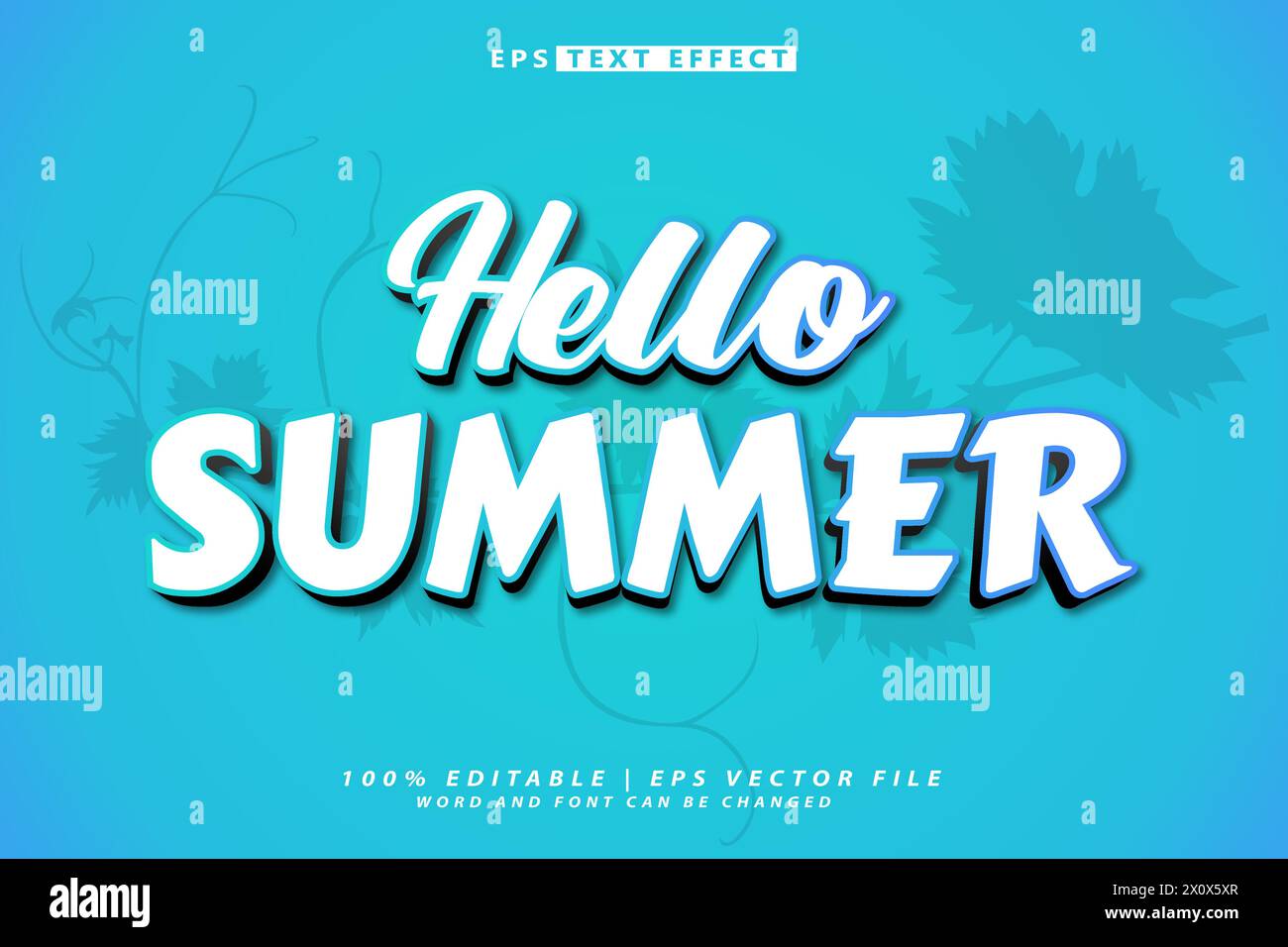 hello summer lettering effet de texte modifiable 3d. Illustration de Vecteur