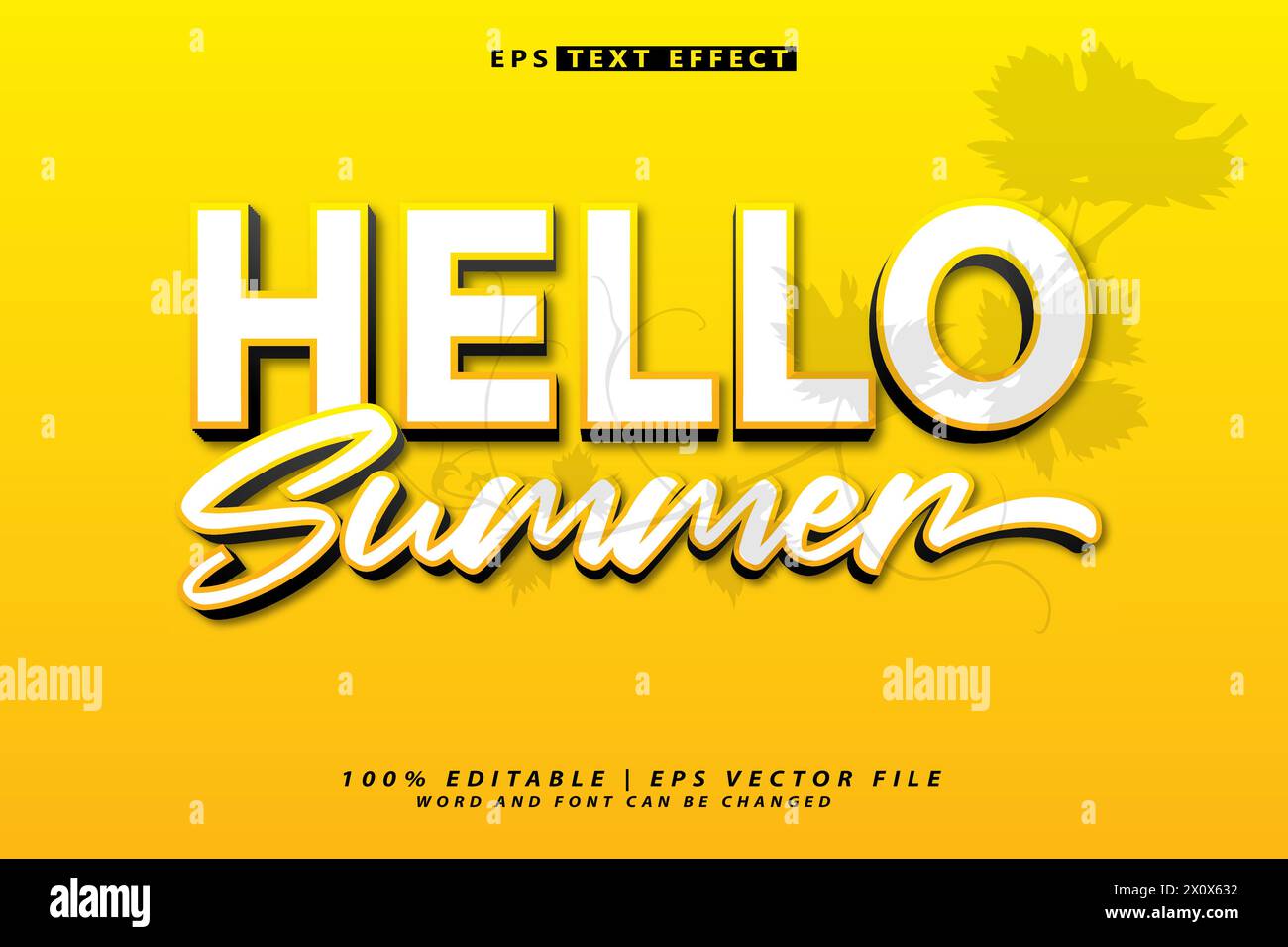 hello summer lettering effet de texte modifiable 3d. Illustration de Vecteur