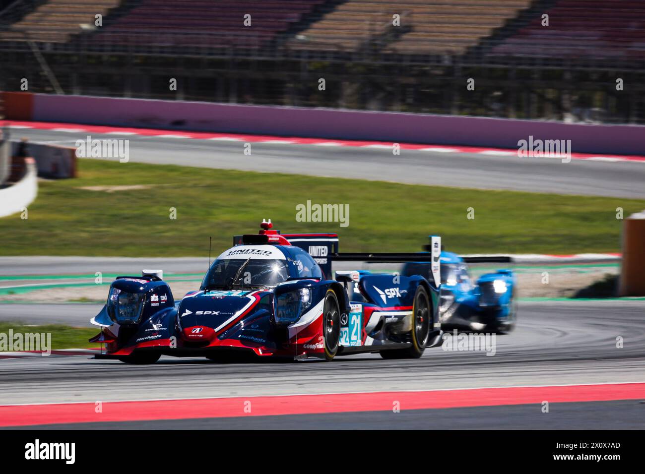 14 avril 2024 ; circuit de Barcelona-Catalunya, Barcelone, Catalogne, Espagne : le Mans 4 heures de Barcelone ; Daniel Schneider, Andrew Meyrick et Oliver Jarvis de l'équipe United Autosports, au volant de l'Oreca 07 Gibson LMP2 Banque D'Images