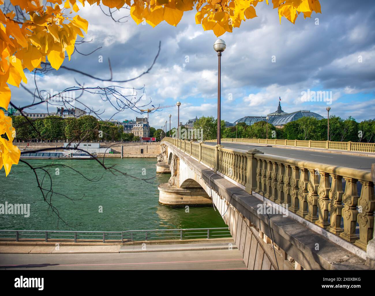 Vue depuis le Pont Alexandre III à Paris, France Banque D'Images