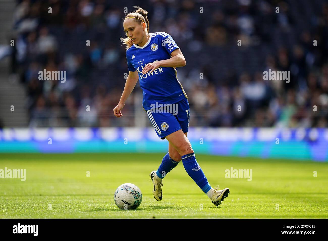 Janice Cayman de Leicester City lors de la demi-finale de la FA Cup féminine Adobe au Tottenham Hotspur Stadium de Londres. Date de la photo : dimanche 14 avril 2024. Banque D'Images