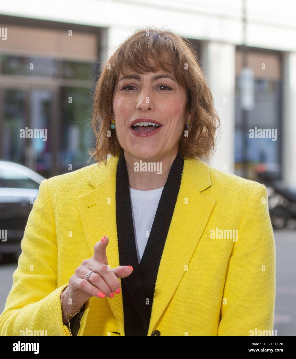 Londres, Royaume-Uni. 14 avril 2024. La secrétaire à la santé Victoria Atkins est vue devant la BBC alors qu'elle apparaît dimanche avec Laura Kuenssberg.Credit : Tayfun Salci / Alamy Live News Banque D'Images