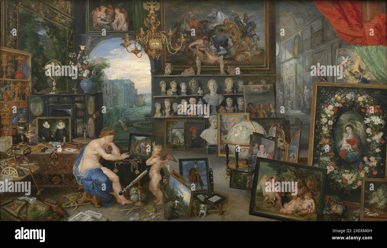 Les cinq sens est un ensemble de peintures allégoriques créées à Anvers en 1617-1618 par Jan Brueghel l'ancien et Peter Paul Rubens, audition, 1617-1818 Banque D'Images