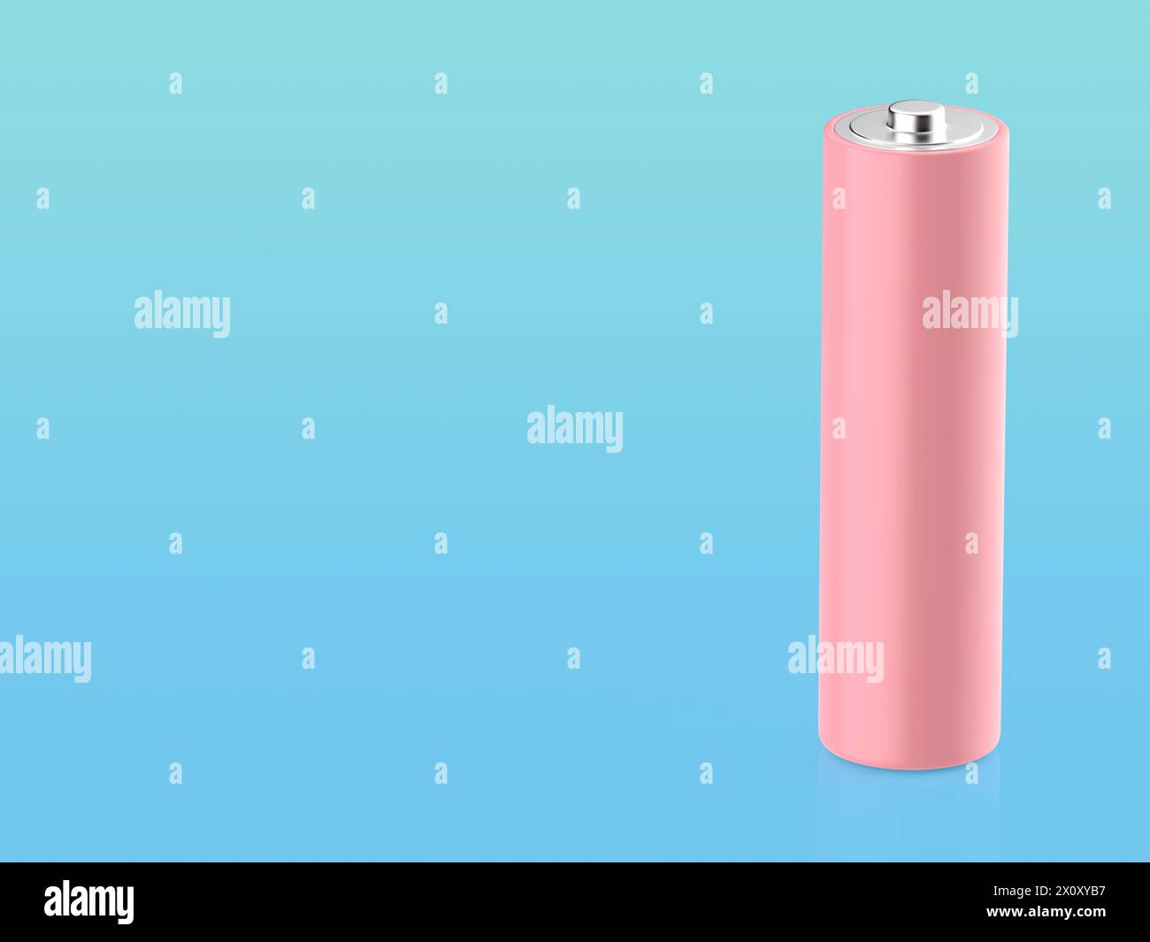 Pile rose de taille AA sur fond bleu, espace de copie Banque D'Images