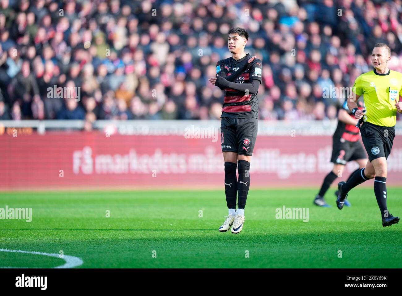 Match de Superliga entre le FC Midtjylland et le FC Copenhagen au MCH Arena de Herning le dimanche 14 avril 2024. (Photo : Henning Bagger/Scanpix 2024) Banque D'Images