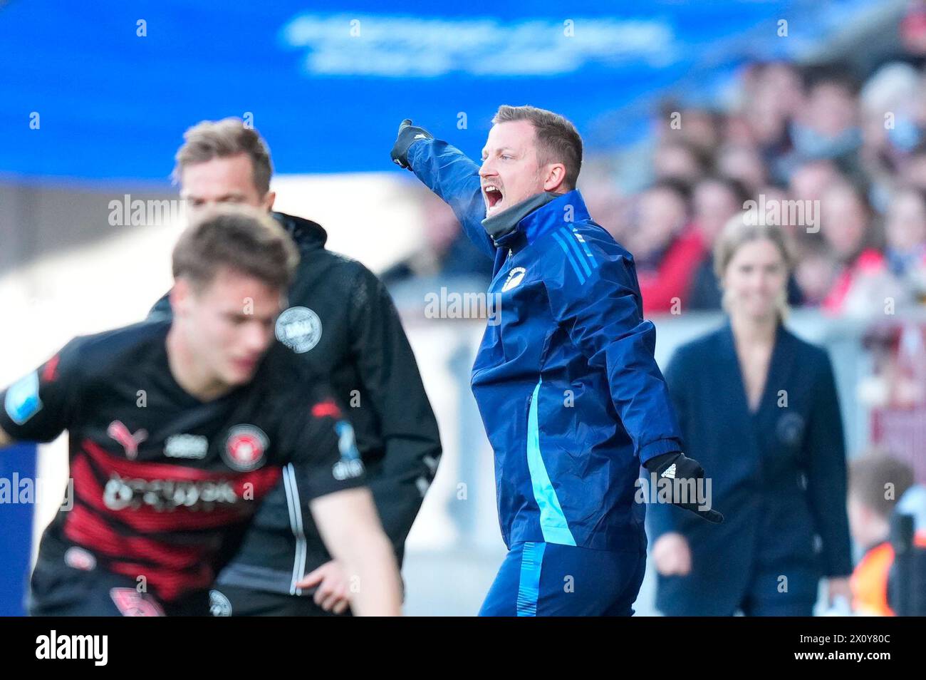 Match de Superliga entre le FC Midtjylland et le FC Copenhagen au MCH Arena de Herning le dimanche 14 avril 2024. (Photo : Henning Bagger/Scanpix 2024) Banque D'Images