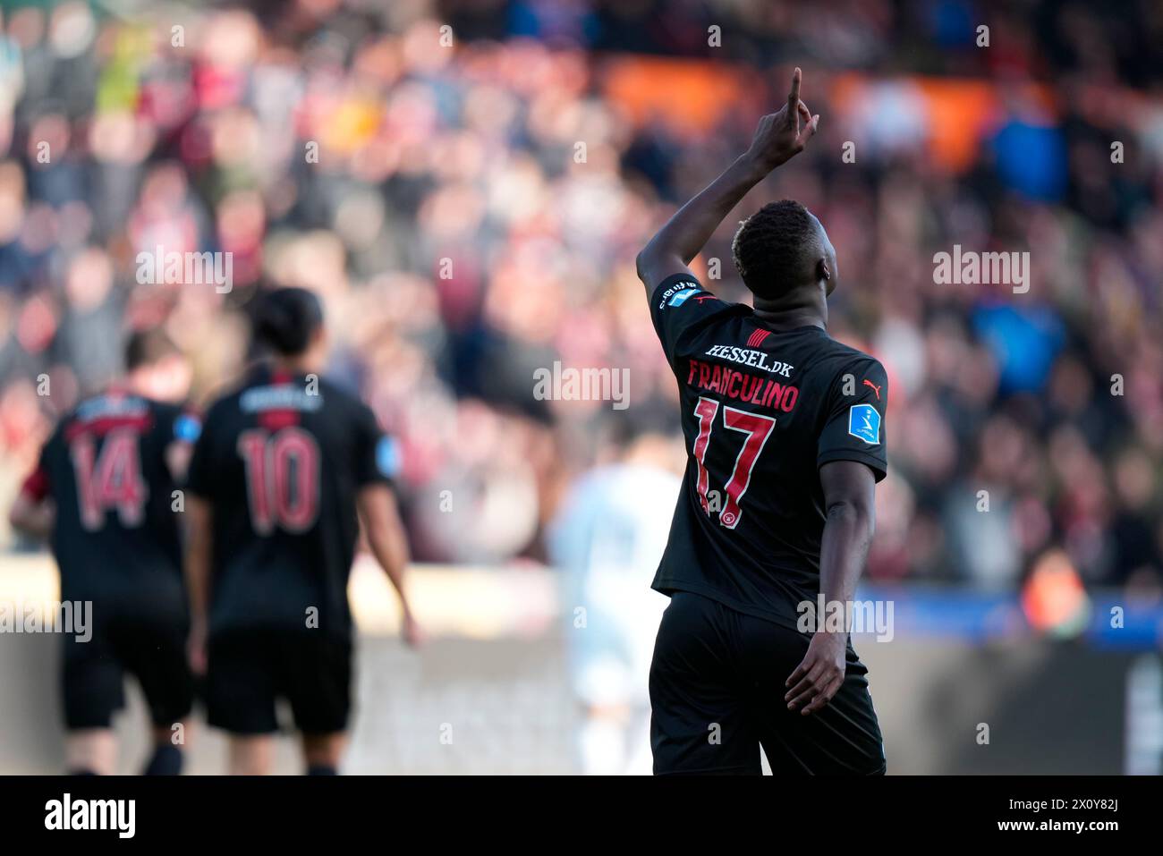 Match de Superliga entre le FC Midtjylland et le FC Copenhagen au MCH Arena de Herning le dimanche 14 avril 2024. (Photo : Henning Bagger/Scanpix 2024) Banque D'Images