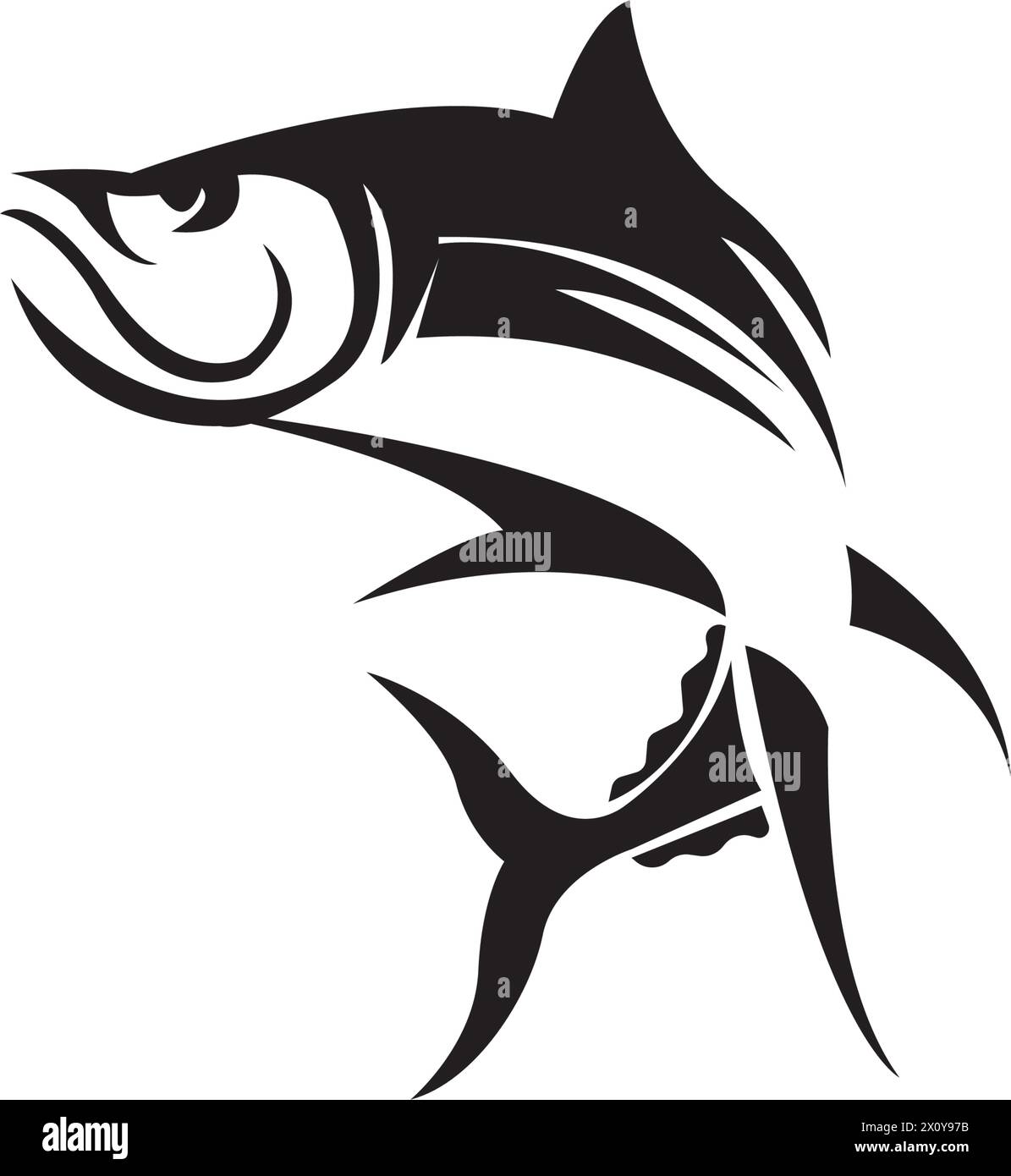modèle de conception vectorielle de logo d'icône de poisson de thon Illustration de Vecteur