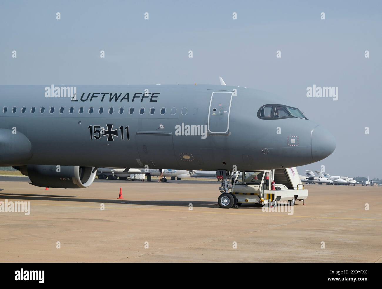 SÜDSUDAN, Hauptstadt Juba, Flughafen, Flugbereitschaft Maschine der Luftwaffe 1511 für Auslandsreisen der deutschen Regierung, hier für Besuch der deutschen Außenministerin Annalena Baerbock Banque D'Images