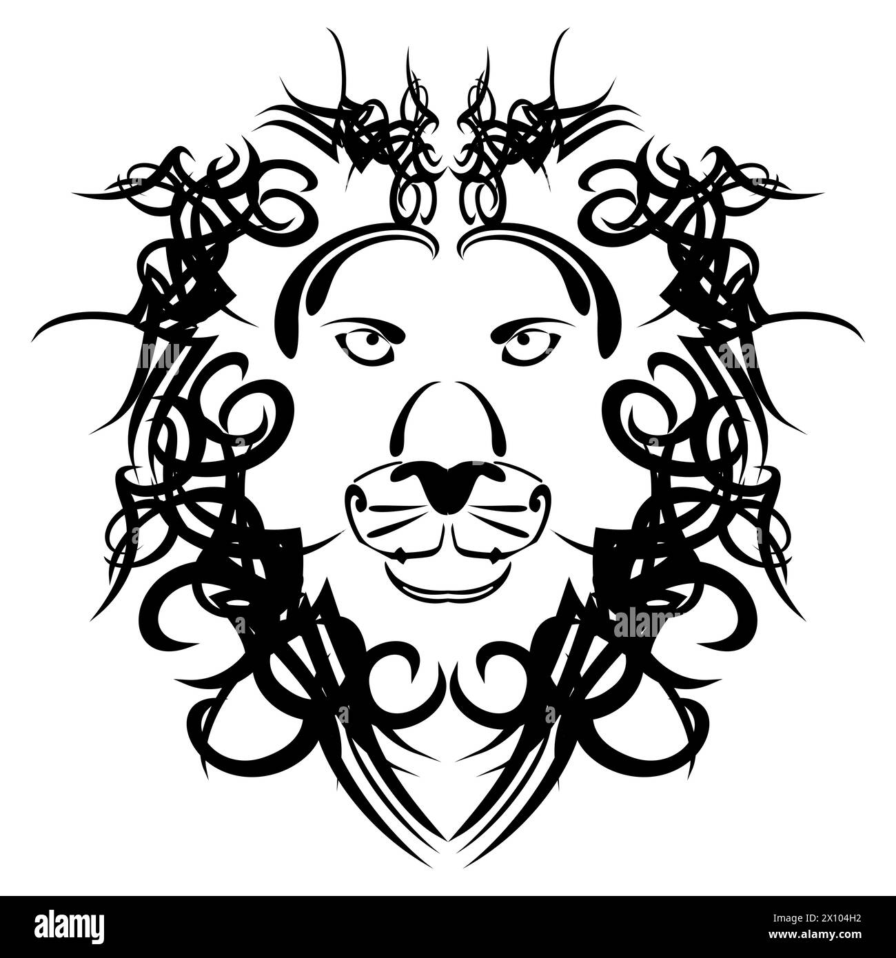 illustration de tatouage tribal de tête de lion en format vectoriel Illustration de Vecteur