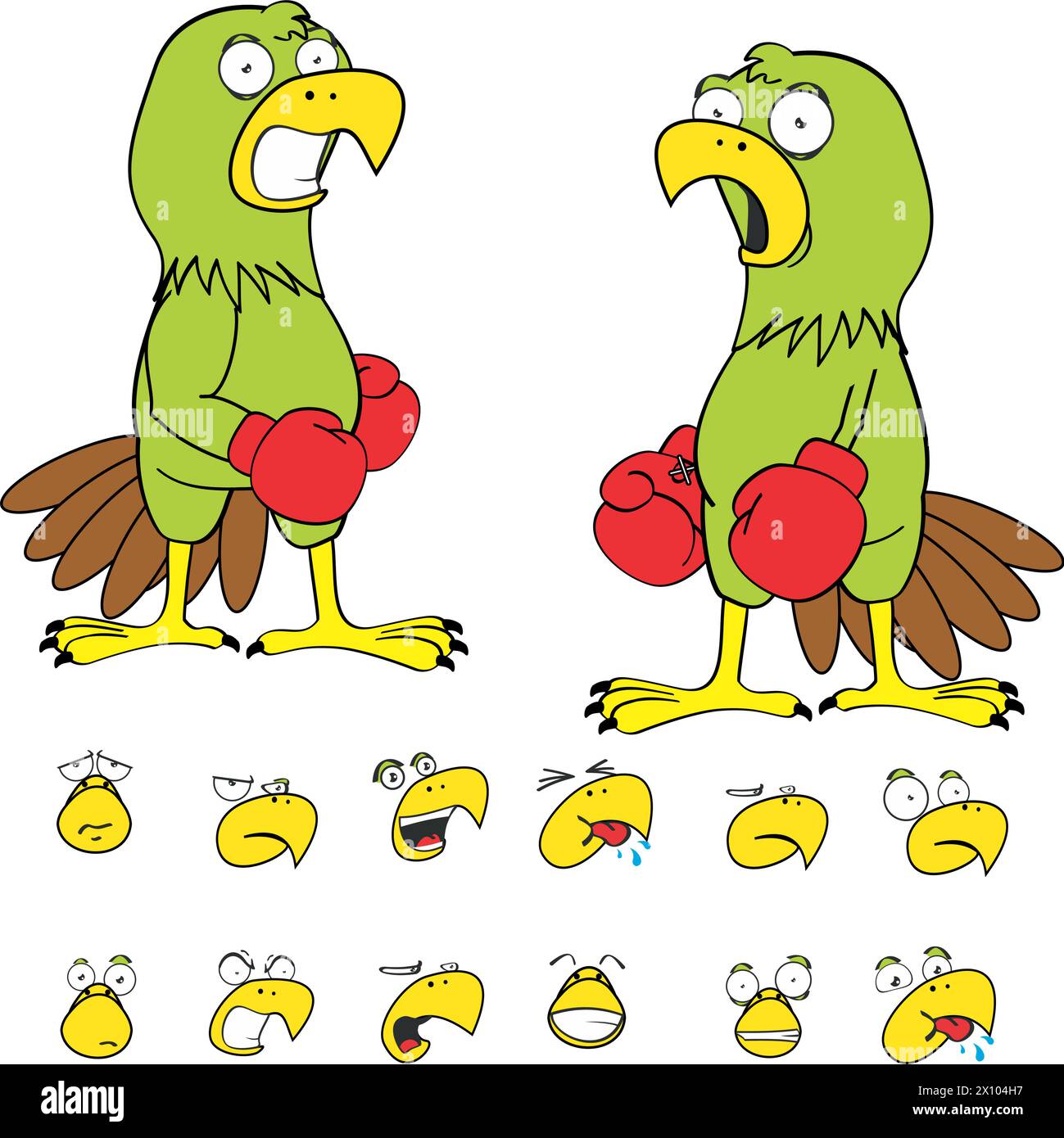 collection de pack d'expressions de dessin animé de chasse de boîte de perakeet en format vectoriel Illustration de Vecteur