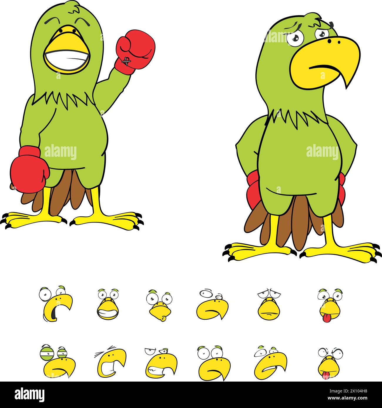 collection de pack d'expressions de dessin animé de chasse de boîte de perakeet en format vectoriel Illustration de Vecteur