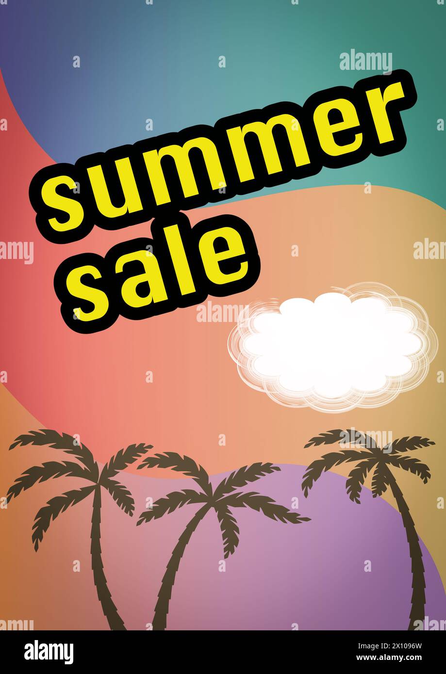 Modèle pour une réduction de vente d'été avec des couleurs tropicales. Banque D'Images