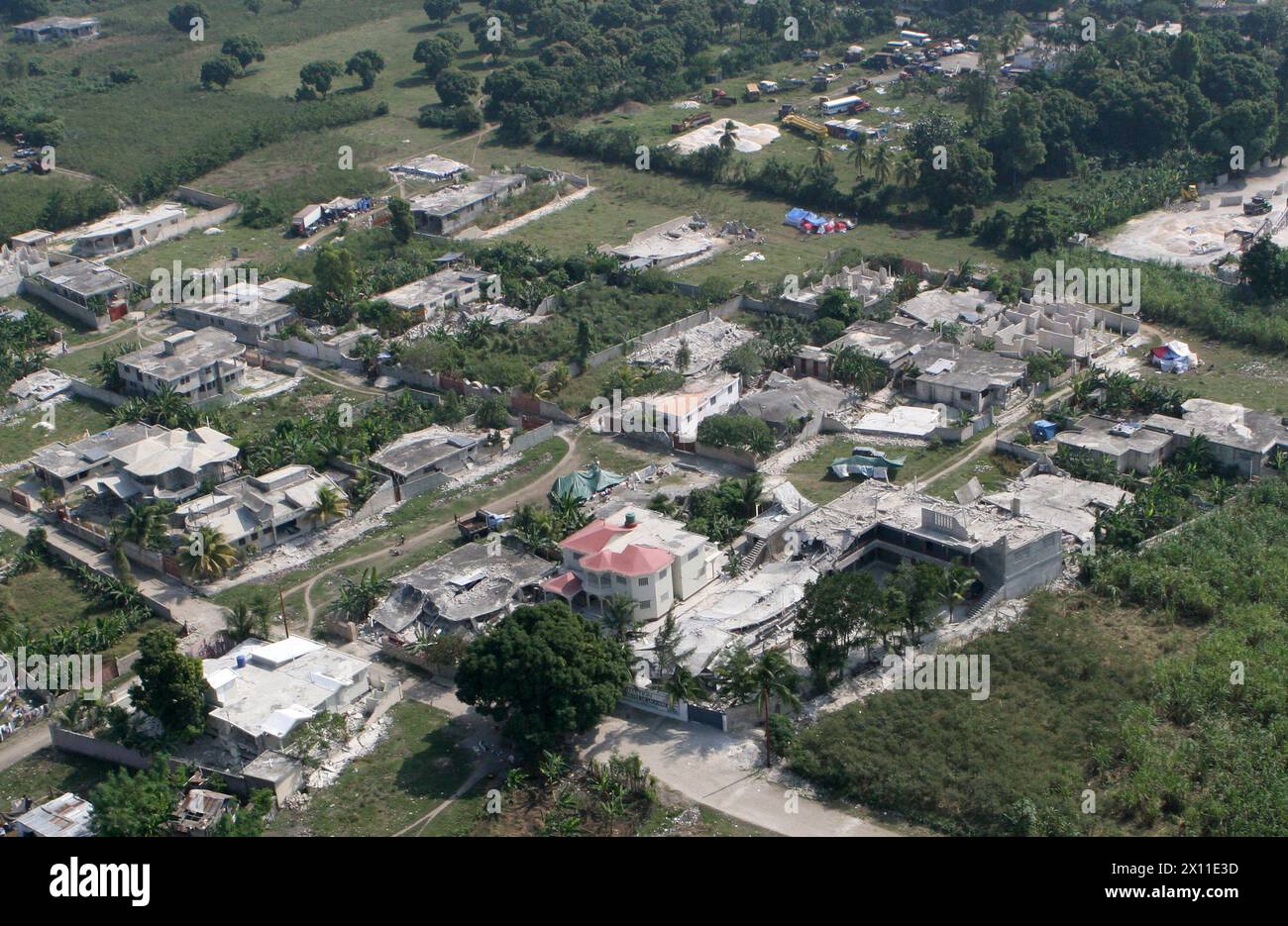 Léogane, Haïti, est en ruine, le 20 janvier 2010 après un tremblement de terre dévasté Haïti le 12 janvier 2010. Banque D'Images