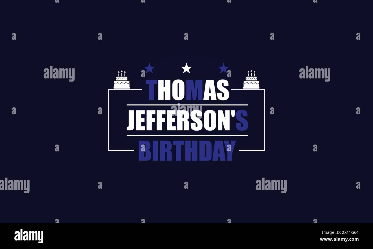 Typographie élégante pour l'anniversaire de Thomas Jefferson Illustration de Vecteur