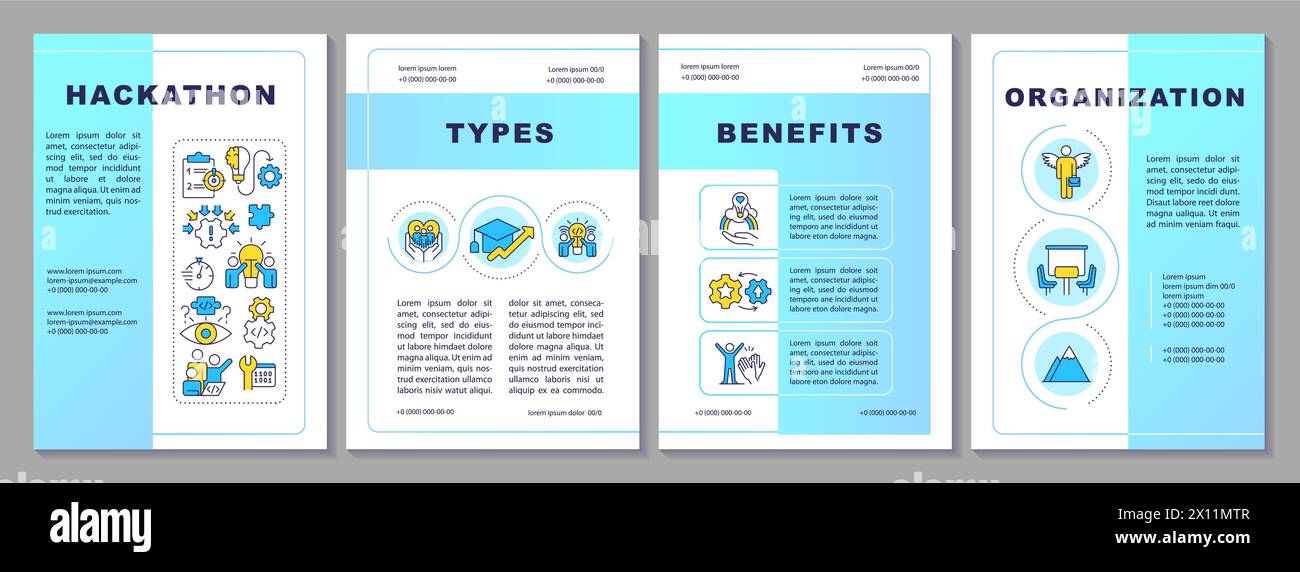 Modèle de brochure bleu Hackathon Illustration de Vecteur