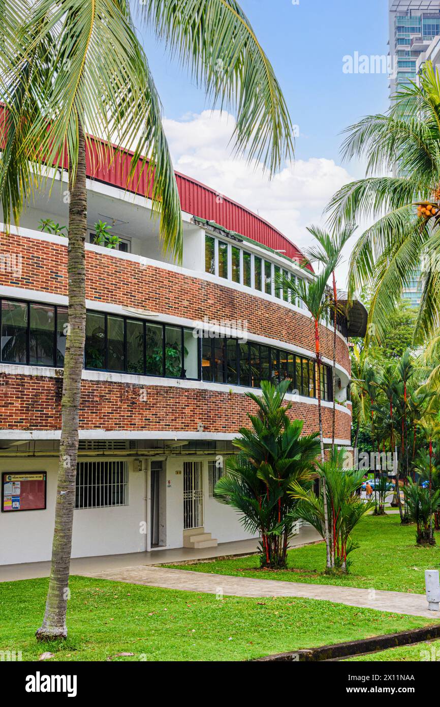 Streamline bâtiment de style moderne dans le domaine Tiong Bahru, Singapour Banque D'Images