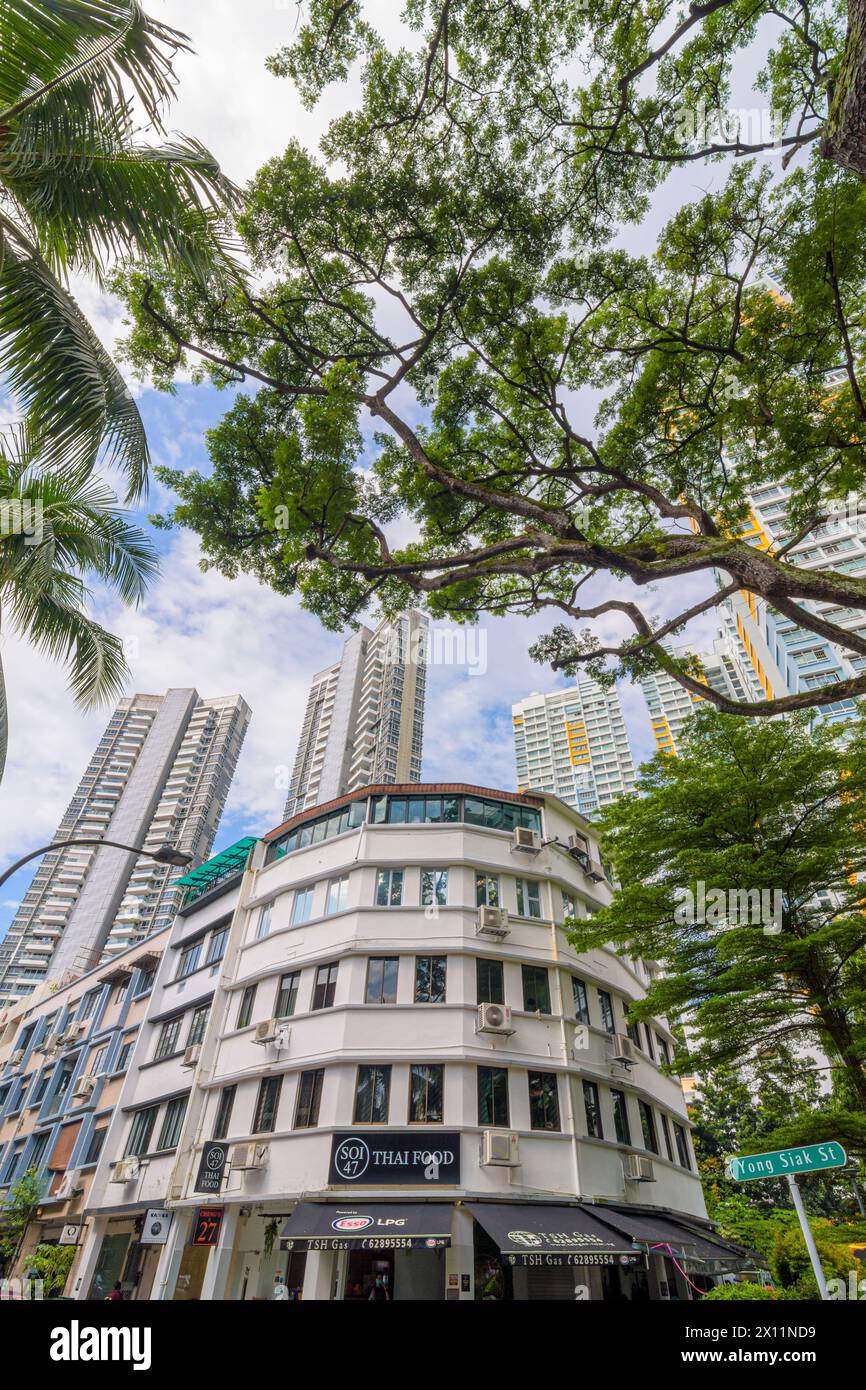 Anciens et nouveaux appartements dans le domaine Tiong Bahru, Singapour Banque D'Images