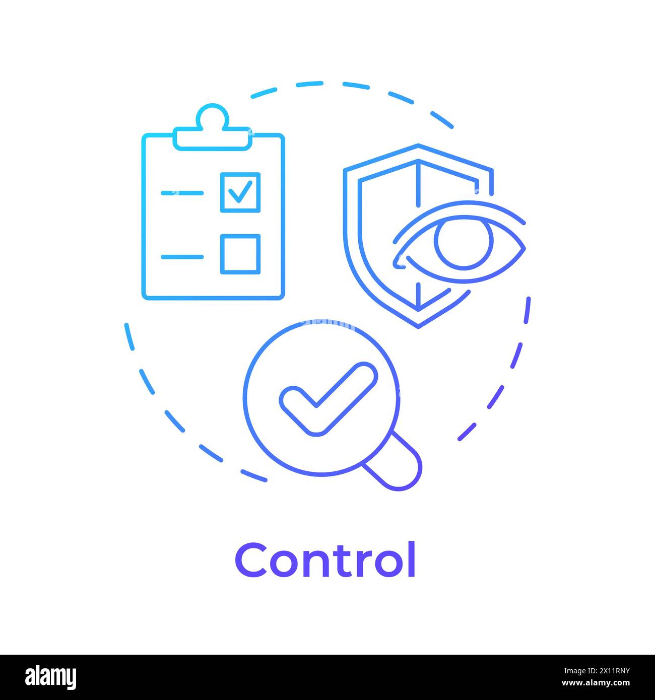 Icône de concept de gradient bleu de phase de contrôle DMAIC Illustration de Vecteur