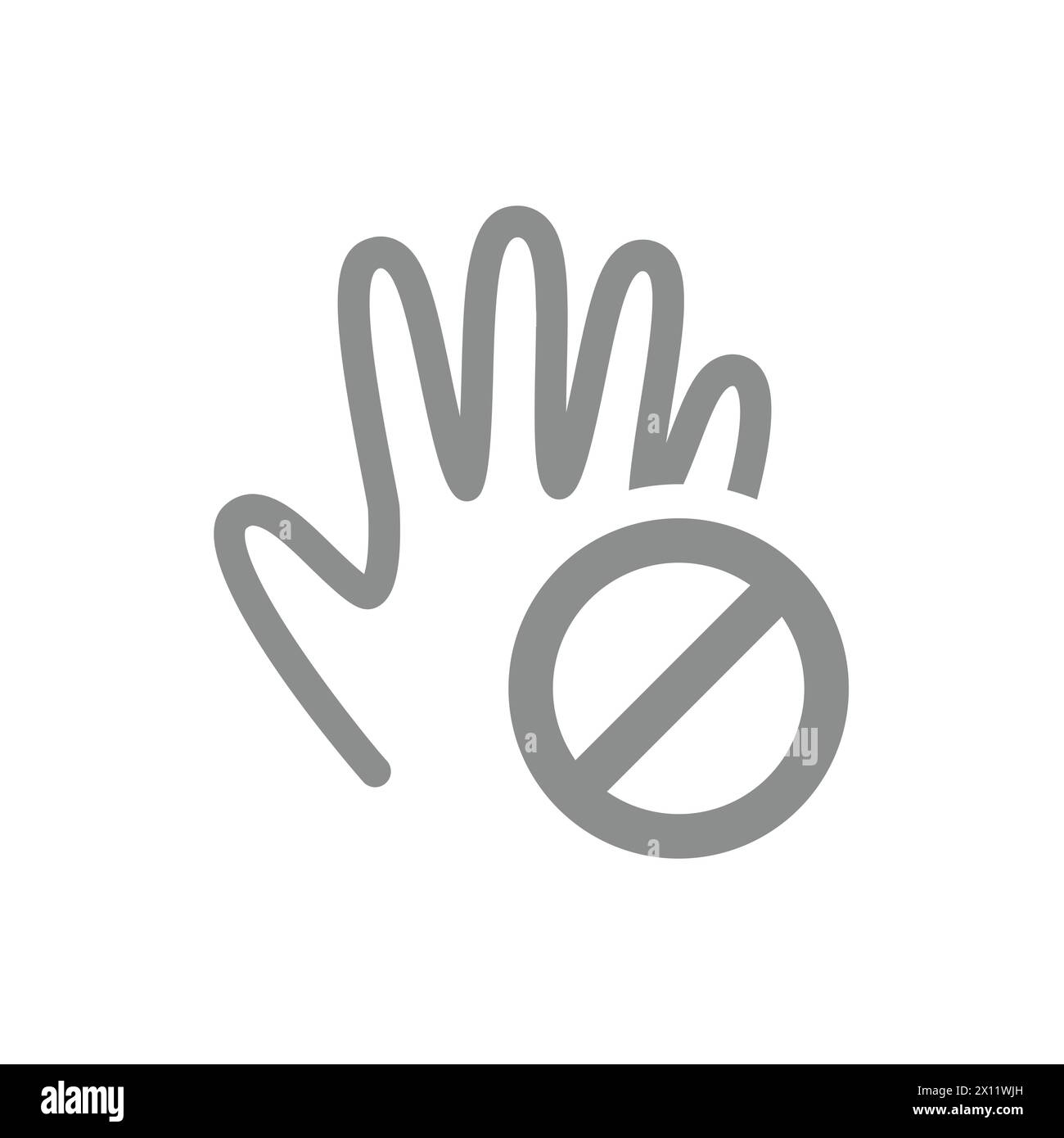 Ne touchez pas, ne touchez pas le signe avec la main. Aucune icône de vecteur de gestion manuelle. Illustration de Vecteur