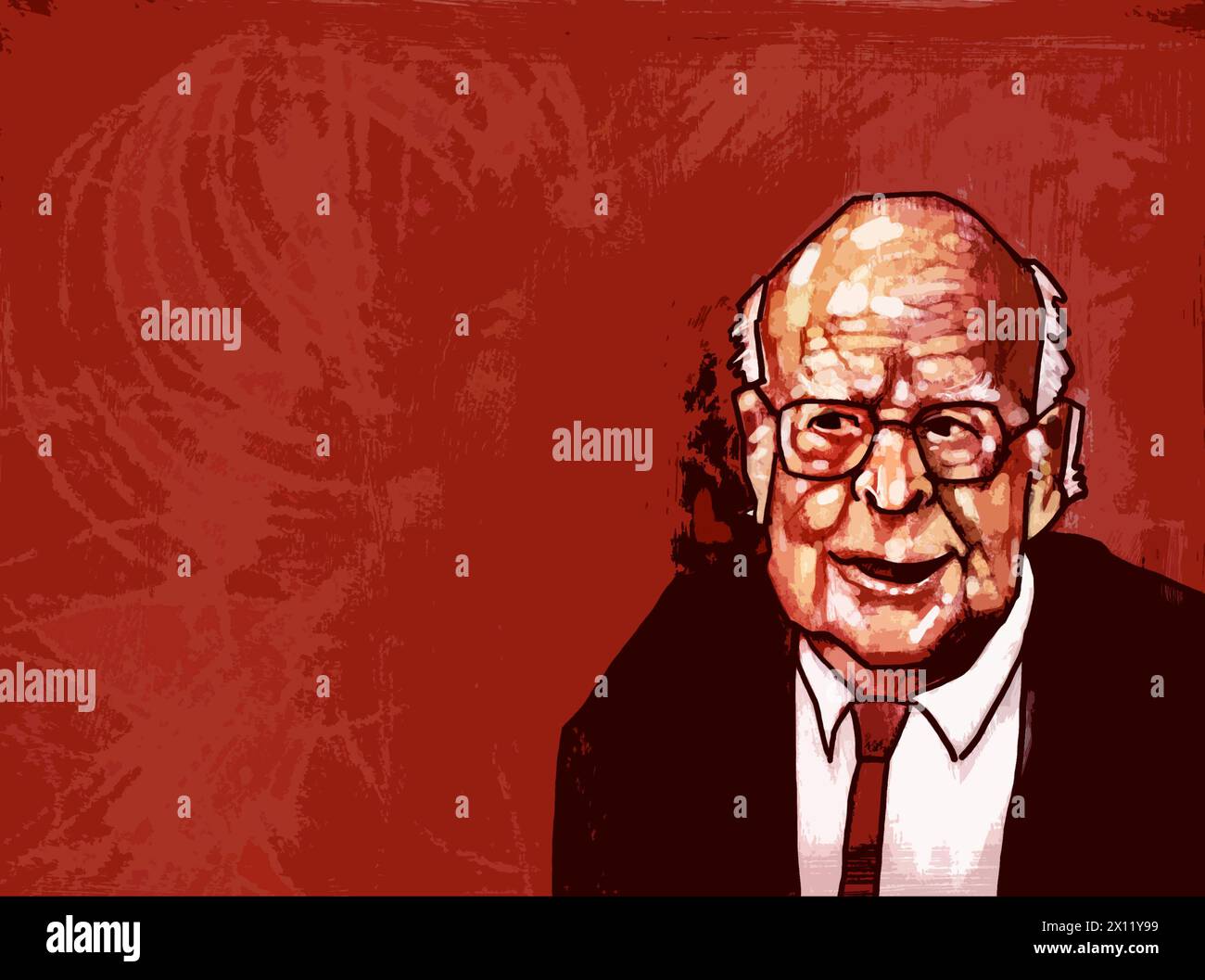 Portrait caricature art oeuvre physicien théoricien britannique, Peter Higgs, prix Nobel de physique, champ de Higgs, boson de Higgs, mécanisme de Higgs Banque D'Images