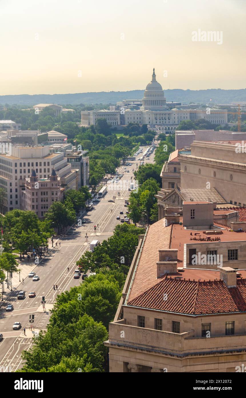 Vue du Capitole depuis l'ancien pavillon du bureau de poste à Washington D.C. aux États-Unis Banque D'Images