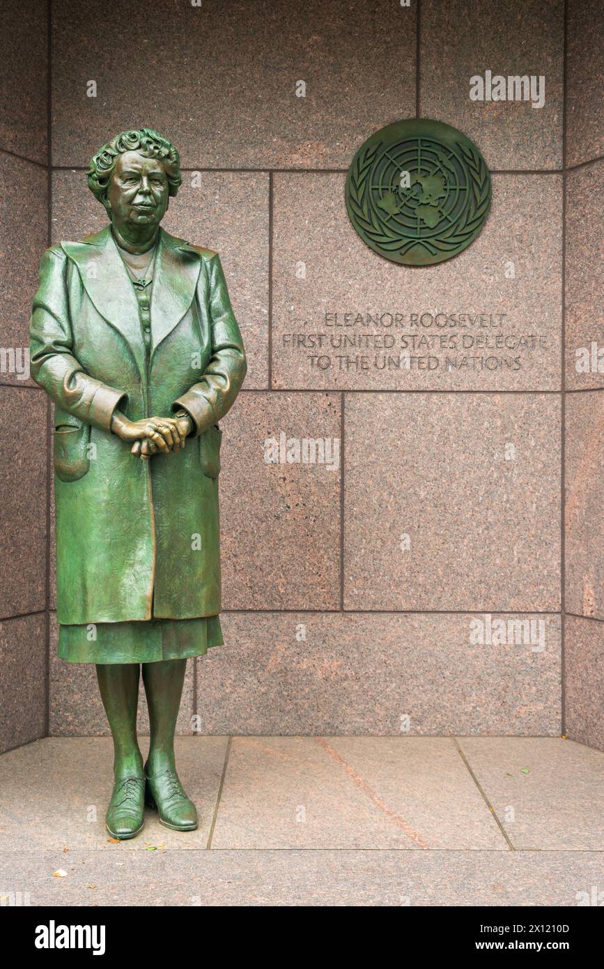 Statue de la première dame Eleanor Roosevelt au Franklin Delano Roosevelt Memorial, mémorial présidentiel à Washington D.C. Banque D'Images