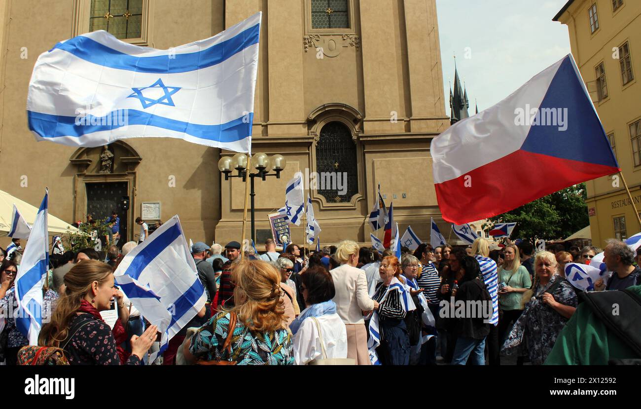 Manifestation culture contre l'antisémitisme, organisée par la branche tchèque de l'Ambassade chrétienne internationale de Jérusalem (ICEJ) en soutien à Israël à Prague, CZE Banque D'Images