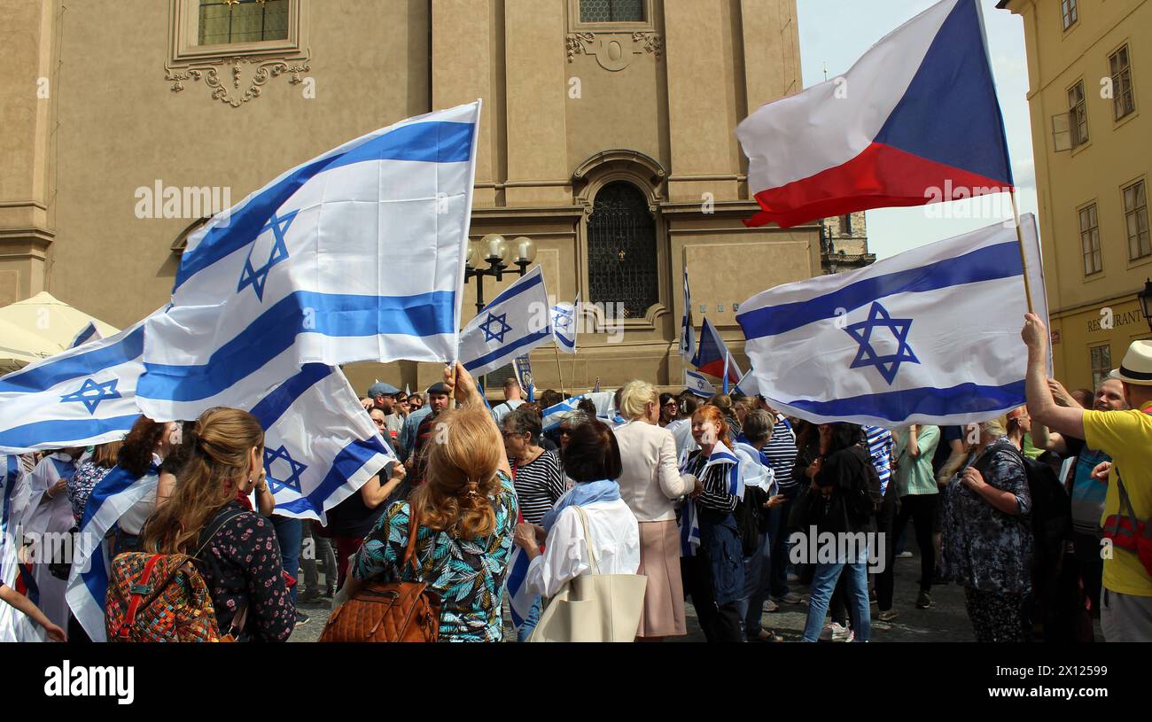 Manifestation culture contre l'antisémitisme, organisée par la branche tchèque de l'Ambassade chrétienne internationale de Jérusalem (ICEJ) en soutien à Israël à Prague, CZE Banque D'Images