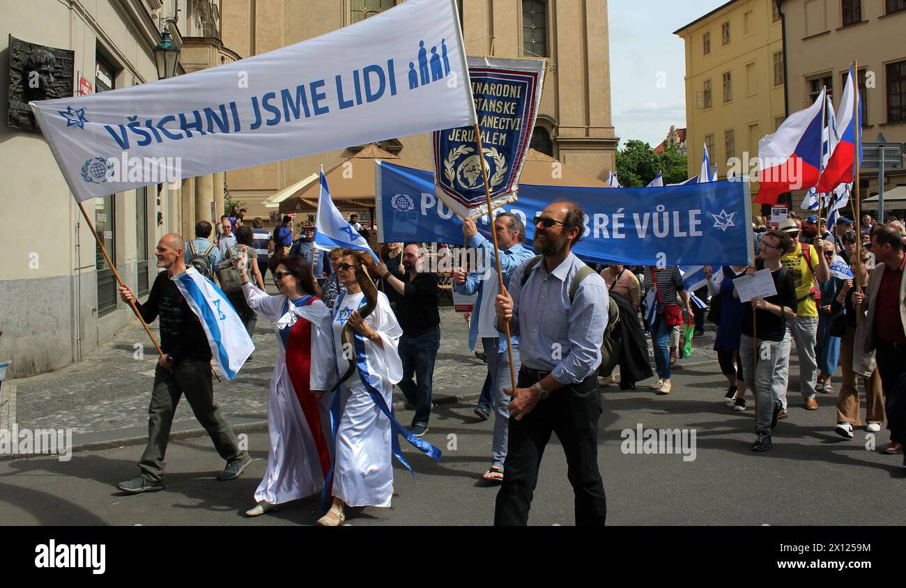 Manifestation culture contre l'antisémitisme, organisée par la branche tchèque de l'Ambassade chrétienne internationale de Jérusalem (ICEJ) en soutien à Israël à Prague, CZE Banque D'Images