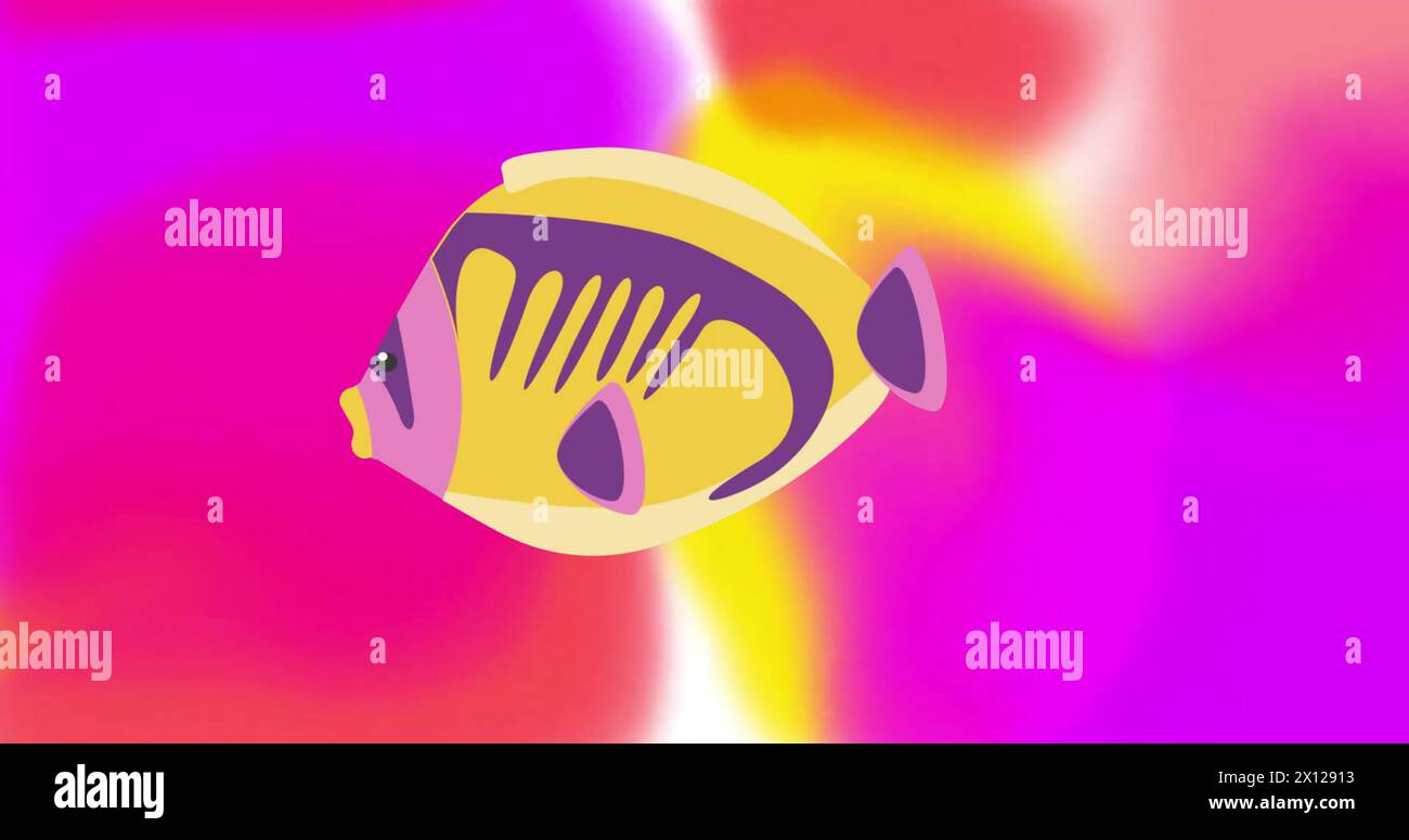 Image de poisson jaune sur fond coloré Banque D'Images