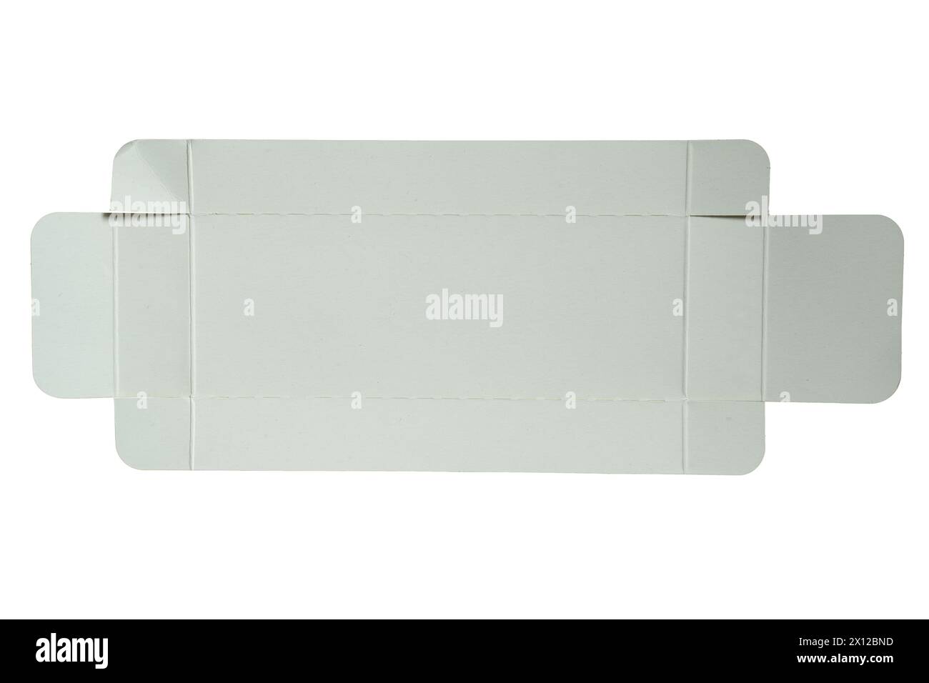 Boîte de papier gris dépliée sur fond blanc avec chemin de détourage Banque D'Images