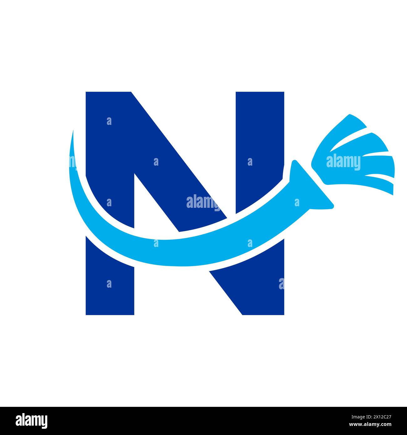Logo lettre N House Clean avec symbole pinceau propre. Icône femme de ménage et balai Illustration de Vecteur